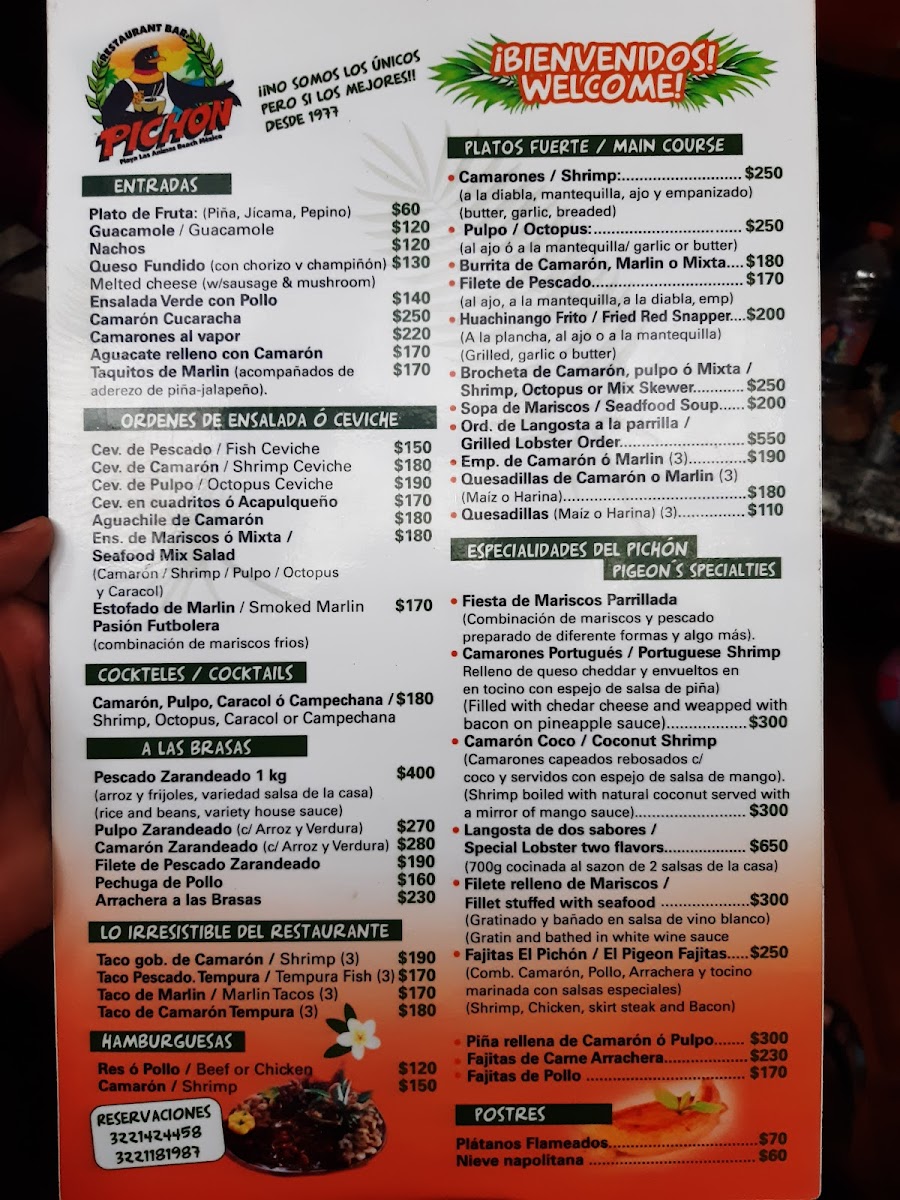Menu Pichon Restaurant Bar & Grill-10